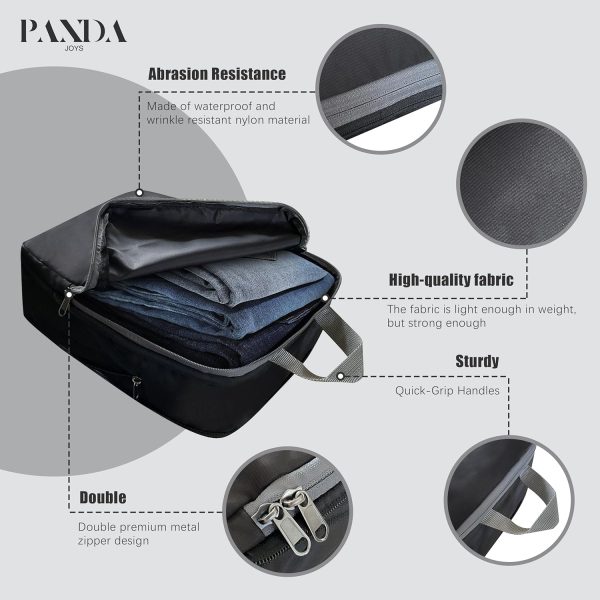 4 Set Compression Packing Cubes Organizers, Black - Image 4