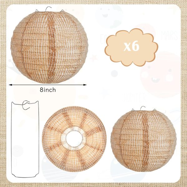 Print Burlap Paper Lanterns Round Chinese Paper Lanterns Decorative Farmhouse Classroom Decor Home Sweet Classroom Birthday Party Ceremonial Event(6 Pcs) - Image 2