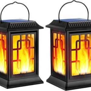 Solar Lanterns - Outdoor Waterproof Hanging Solar-Powered LED Lanterns for Patio, Pathway, Deck & Yard (2 Pack)