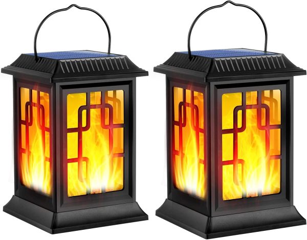 Solar Lanterns - Outdoor Waterproof Hanging Solar-Powered LED Lanterns for Patio, Pathway, Deck & Yard (2 Pack)