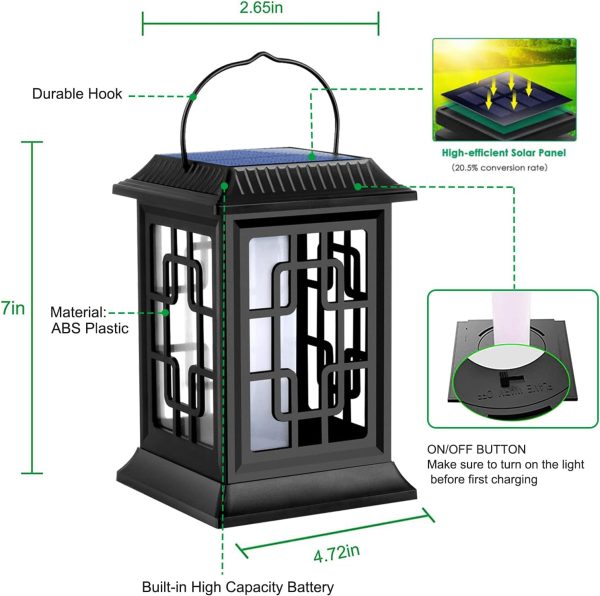 Solar Lanterns - Outdoor Waterproof Hanging Solar-Powered LED Lanterns for Patio, Pathway, Deck & Yard (2 Pack) - Image 2