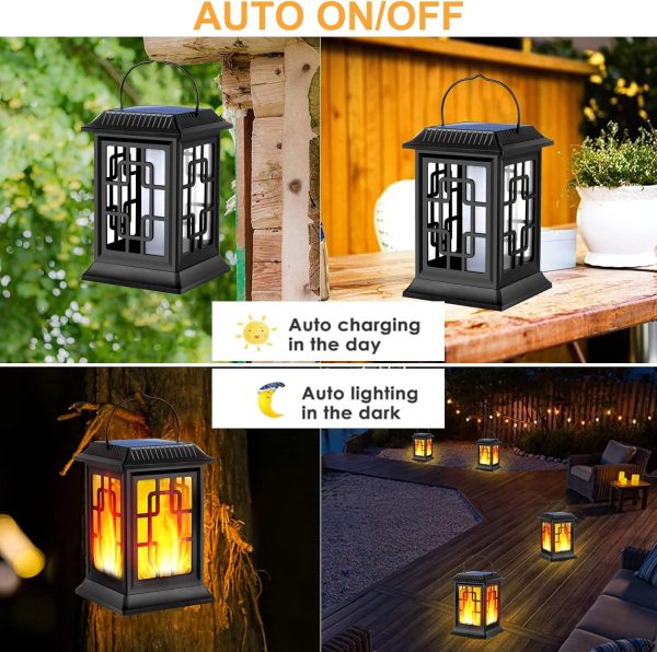 Solar Lanterns - Outdoor Waterproof Hanging Solar-Powered LED Lanterns for Patio, Pathway, Deck & Yard (2 Pack) - Image 3