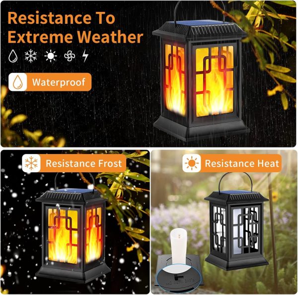 Solar Lanterns - Outdoor Waterproof Hanging Solar-Powered LED Lanterns for Patio, Pathway, Deck & Yard (2 Pack) - Image 4