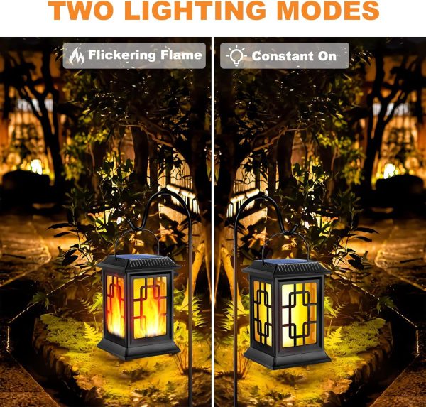 Solar Lanterns - Outdoor Waterproof Hanging Solar-Powered LED Lanterns for Patio, Pathway, Deck & Yard (2 Pack) - Image 6